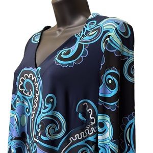 DONNA MORGAN Big Paisley Print V~Neck 3/4 Sleeve Dress~sz 10~